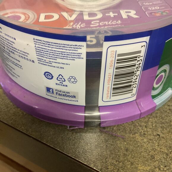 Verbatim - 25 Count Spindle - DVD-R - 4.7 GB 16X Life Series - New/Sealed - Picture 4 of 4